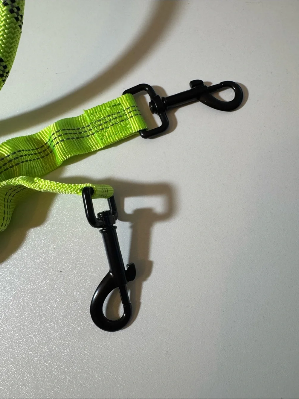 Neon Green Reflective Double Dog Leash with Padded Handle